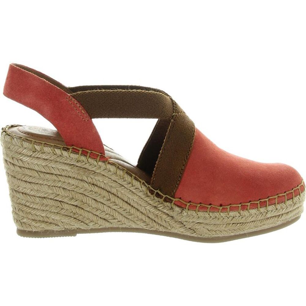Born Womens Red Stretch Leather Wedge Sandals New - Picture 2 of 3